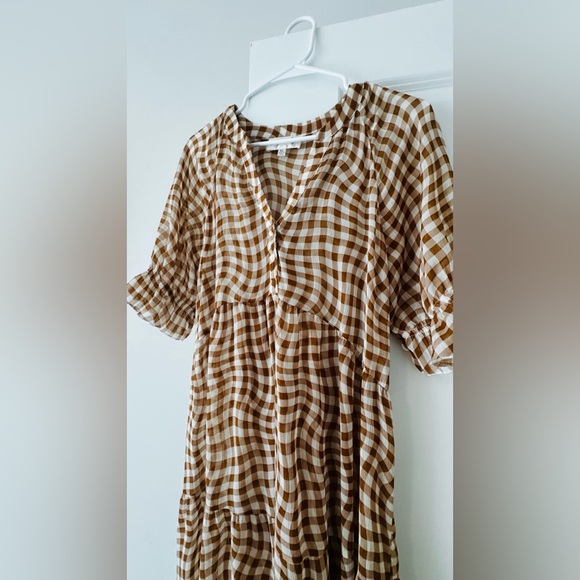 Brown Checkered Midi Dress - Picture 5 of 11